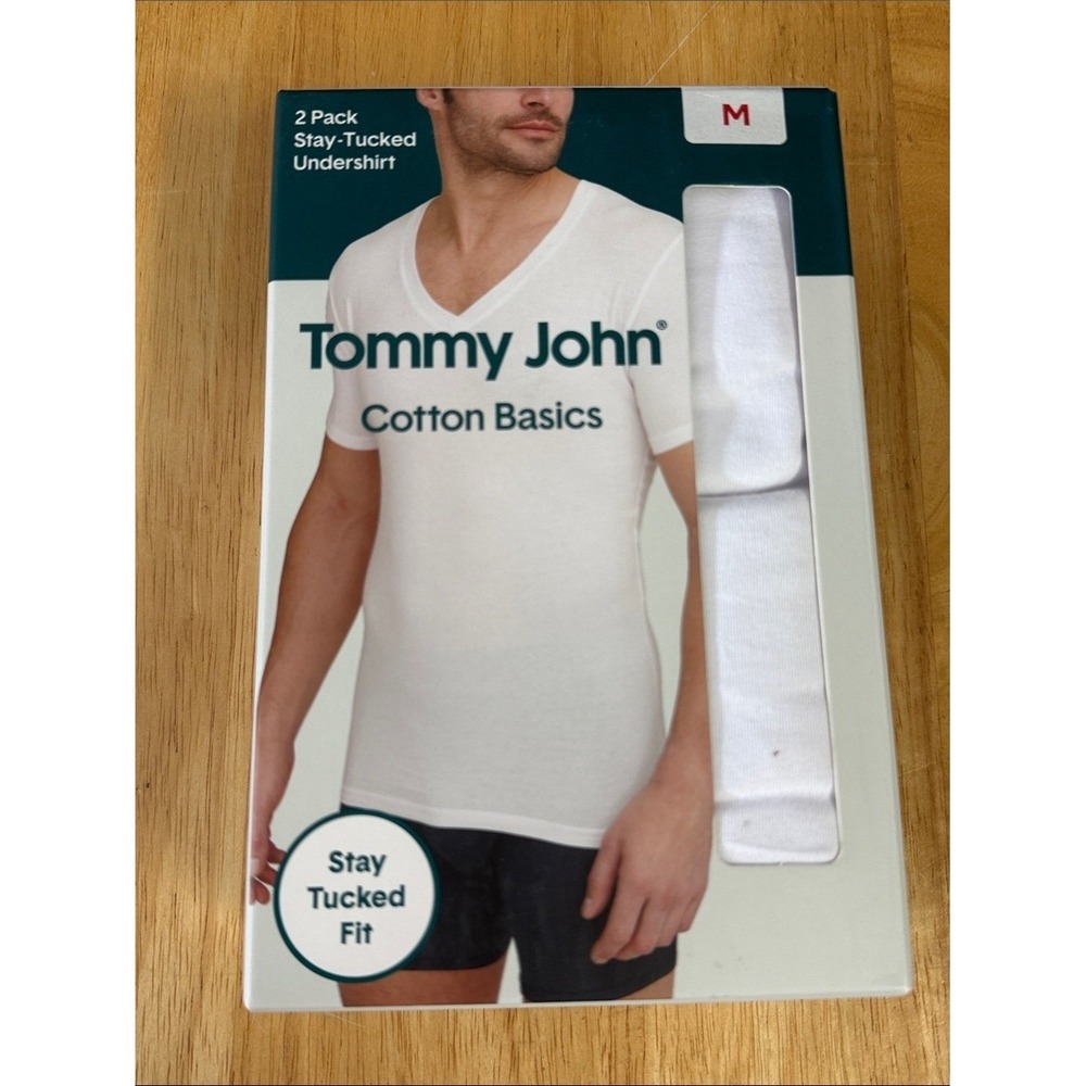 Tommy John Stay Tucked Deep V Neck Undershirts 2 Pack White Size Medium NIB
